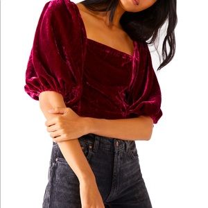 NWT Free People Marie Velvet open back top